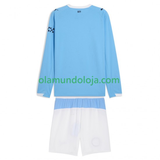 Camisola Manchester City Criança Equipamento Primeiro 2025-2026 Manga Comprida